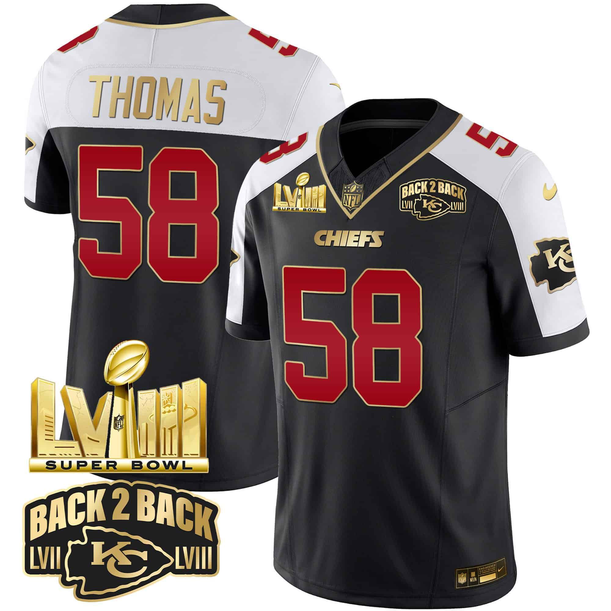 Men Kansas City Chiefs #58 Thomas Black 2024 Nike Super Bowl LVIII & Back-2-Back Gold Patch Vapor NFL Jersey->indianapolis colts->NFL Jersey